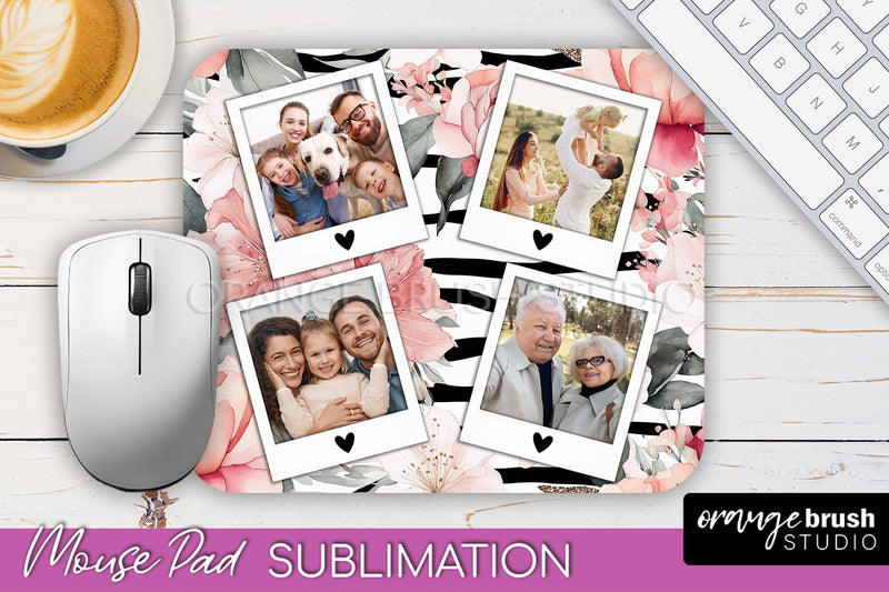 Photo Mouse Pad Sublimation, Floral Mouse Pad Picture Frame Sublimation OrangeBrushStudio 