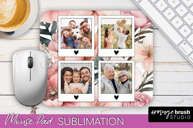 Photo Mouse Pad Sublimation, Floral Mouse Pad Picture Frame Sublimation OrangeBrushStudio 