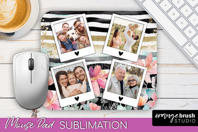 Photo Mouse Pad Sublimation, Floral Mouse Pad Picture Frame Sublimation OrangeBrushStudio 