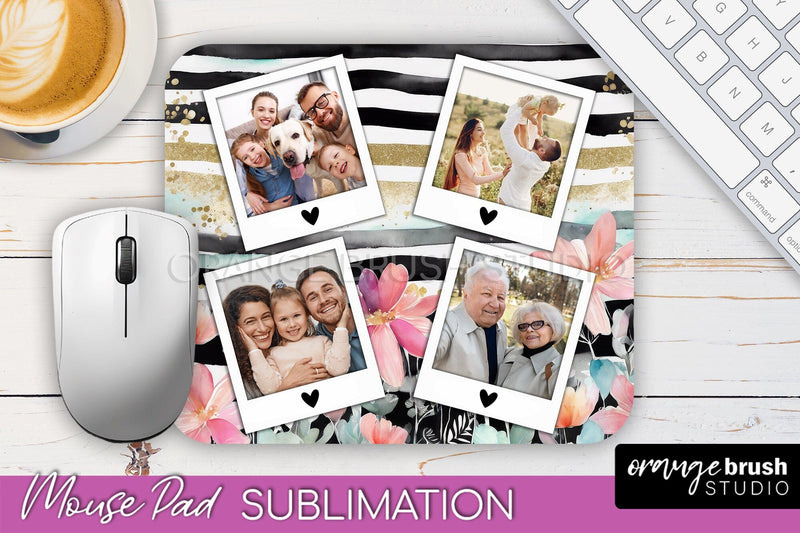Photo Mouse Pad Sublimation, Floral Mouse Pad Picture Frame Sublimation OrangeBrushStudio 