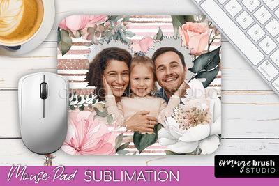 Photo Mouse Pad Sublimation, Floral Mouse Pad Picture Frame Sublimation OrangeBrushStudio 