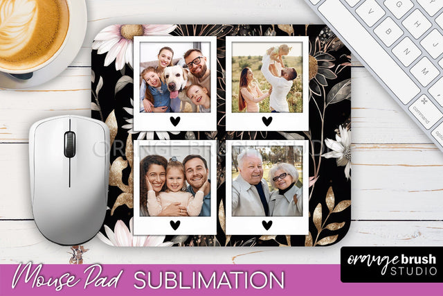 Photo Mouse Pad Sublimation, Floral Mouse Pad Picture Frame Sublimation OrangeBrushStudio 