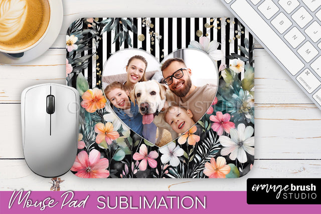Photo Mouse Pad Sublimation, Floral Mouse Pad Picture Frame Sublimation OrangeBrushStudio 