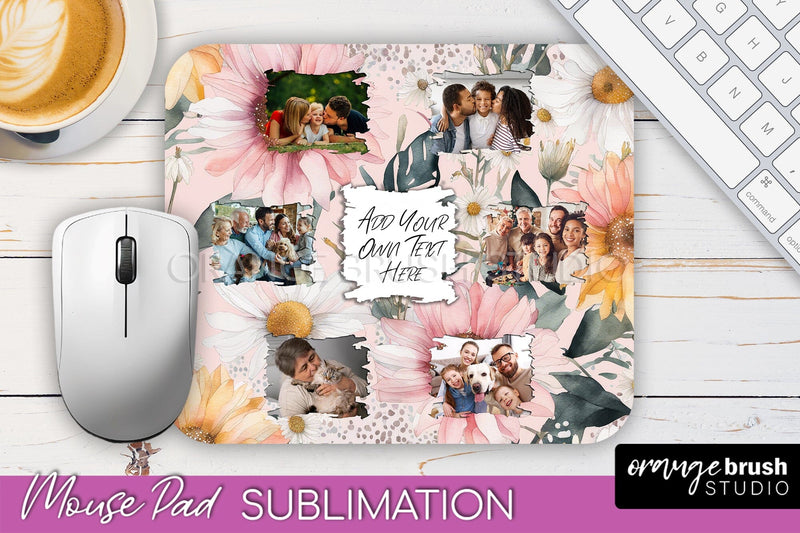 Photo Mouse Pad Sublimation, Floral Mouse Pad Picture Frame Sublimation OrangeBrushStudio 