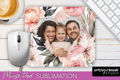 Photo Mouse Pad Sublimation, Floral Mouse Pad Picture Frame Sublimation OrangeBrushStudio 