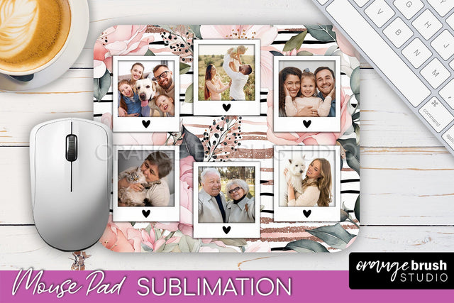 Photo Mouse Pad Sublimation, Floral Mouse Pad Picture Frame Sublimation OrangeBrushStudio 