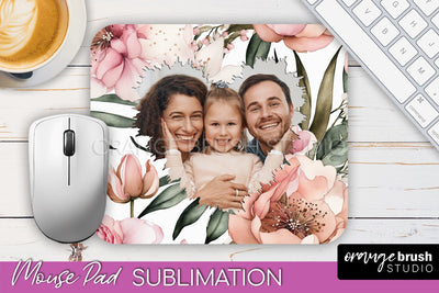 Photo Mouse Pad Sublimation, Floral Mouse Pad Picture Frame Sublimation OrangeBrushStudio 