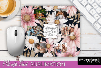 Photo Mouse Pad Sublimation, Floral Mouse Pad Picture Frame Sublimation OrangeBrushStudio 
