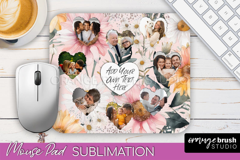 Photo Mouse Pad Sublimation, Floral Mouse Pad Picture Frame Sublimation OrangeBrushStudio 