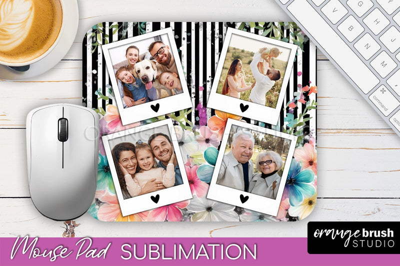 Photo Mouse Pad Sublimation, Floral Mouse Pad Picture Frame Sublimation OrangeBrushStudio 