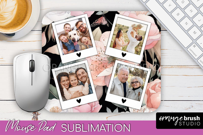 Photo Mouse Pad Sublimation, Floral Mouse Pad Picture Frame Sublimation OrangeBrushStudio 