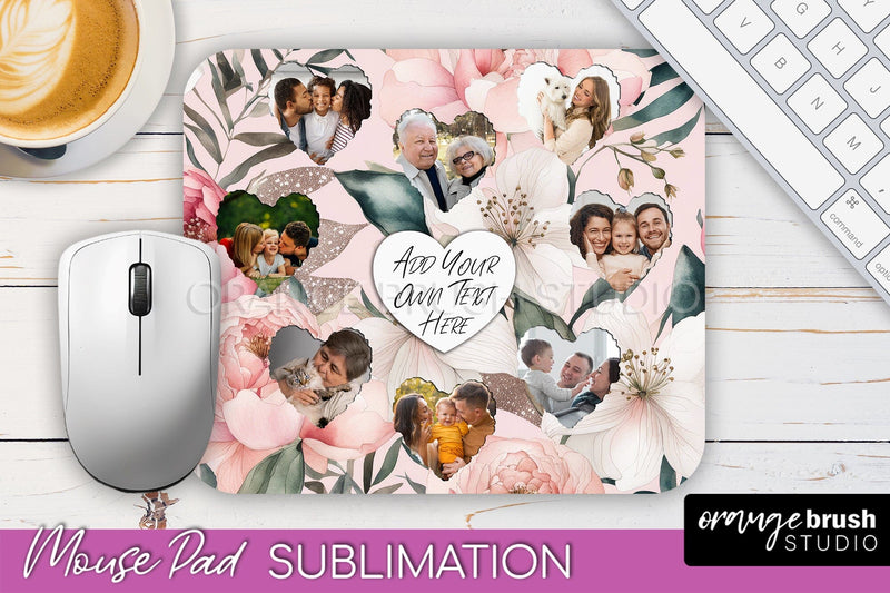 Photo Mouse Pad Sublimation, Floral Mouse Pad Picture Frame Sublimation OrangeBrushStudio 