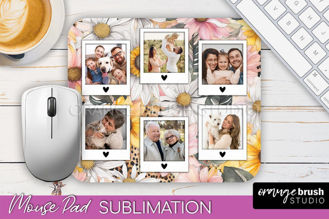 Photo Mouse Pad Sublimation, Floral Mouse Pad Picture Frame Sublimation OrangeBrushStudio 