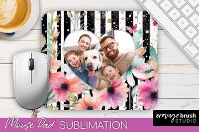 Photo Mouse Pad Sublimation, Floral Mouse Pad Picture Frame Sublimation OrangeBrushStudio 