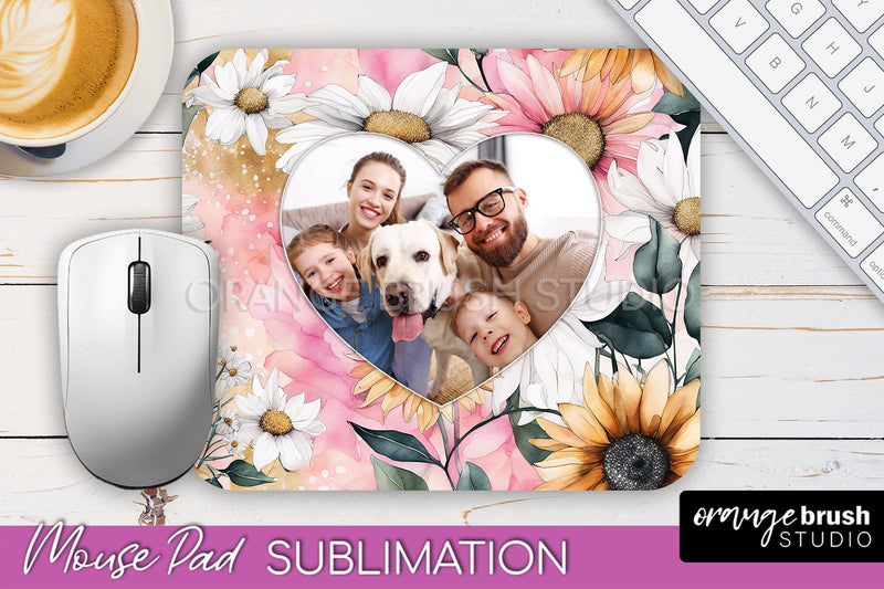 Photo Mouse Pad Sublimation, Floral Mouse Pad Picture Frame Sublimation OrangeBrushStudio 