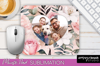 Photo Mouse Pad Sublimation, Floral Mouse Pad Picture Frame Sublimation OrangeBrushStudio 