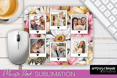 Photo Mouse Pad Sublimation, Floral Mouse Pad Picture Frame Sublimation OrangeBrushStudio 