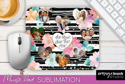 Photo Mouse Pad Sublimation, Floral Mouse Pad Picture Frame Sublimation OrangeBrushStudio 
