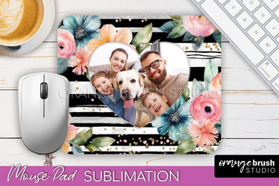 Photo Mouse Pad Sublimation, Floral Mouse Pad Picture Frame Sublimation OrangeBrushStudio 