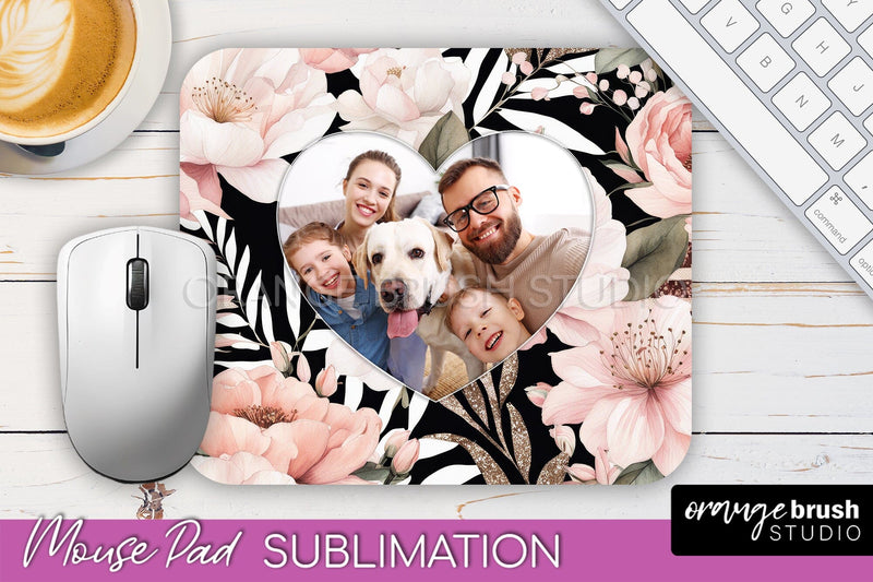 Photo Mouse Pad Sublimation, Floral Mouse Pad Picture Frame Sublimation OrangeBrushStudio 