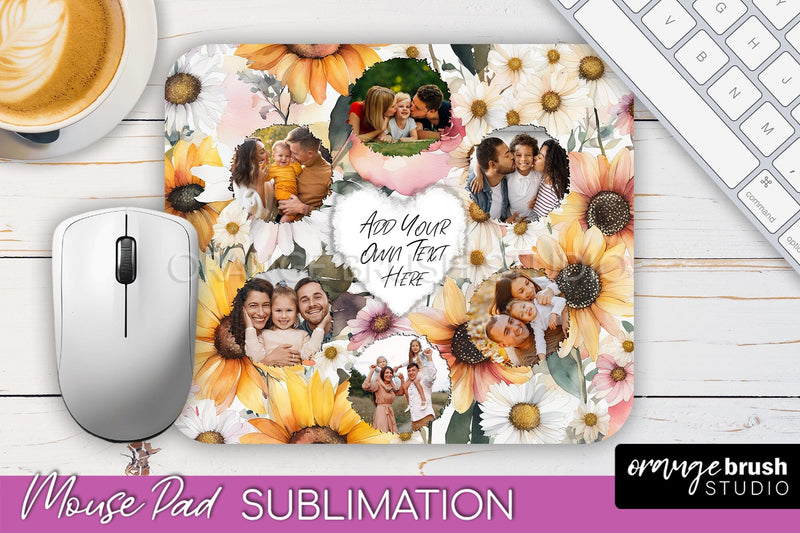 Photo Mouse Pad Sublimation, Floral Mouse Pad Picture Frame Sublimation OrangeBrushStudio 