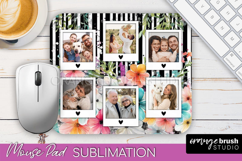 Photo Mouse Pad Sublimation, Floral Mouse Pad Picture Frame Sublimation OrangeBrushStudio 