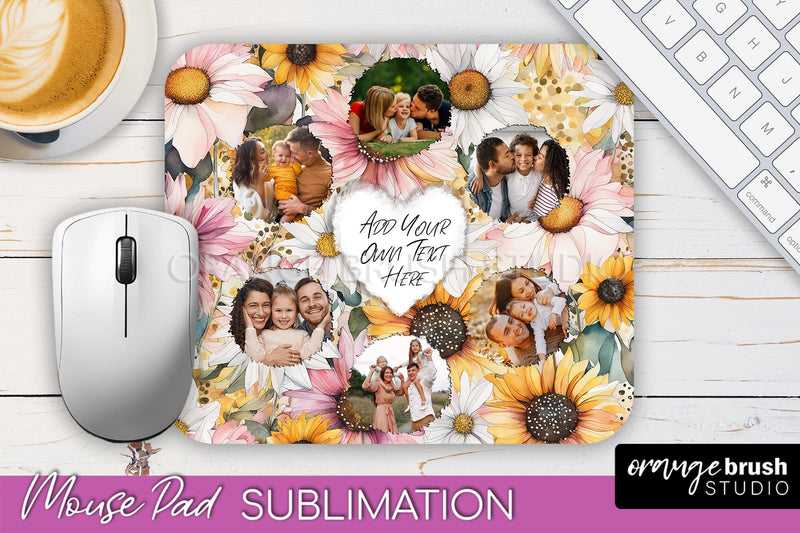 Photo Mouse Pad Sublimation, Floral Mouse Pad Picture Frame Sublimation OrangeBrushStudio 