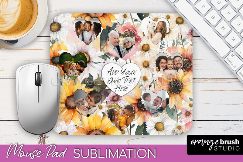 Photo Mouse Pad Sublimation, Floral Mouse Pad Picture Frame Sublimation OrangeBrushStudio 
