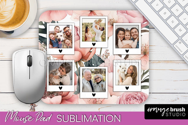 Photo Mouse Pad Sublimation, Floral Mouse Pad Picture Frame Sublimation OrangeBrushStudio 