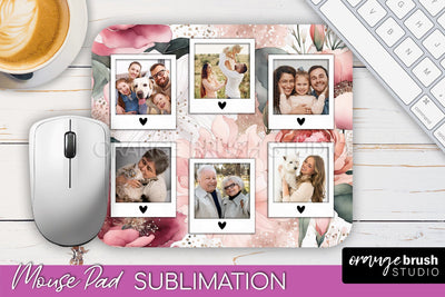 Photo Mouse Pad Sublimation, Floral Mouse Pad Picture Frame Sublimation OrangeBrushStudio 