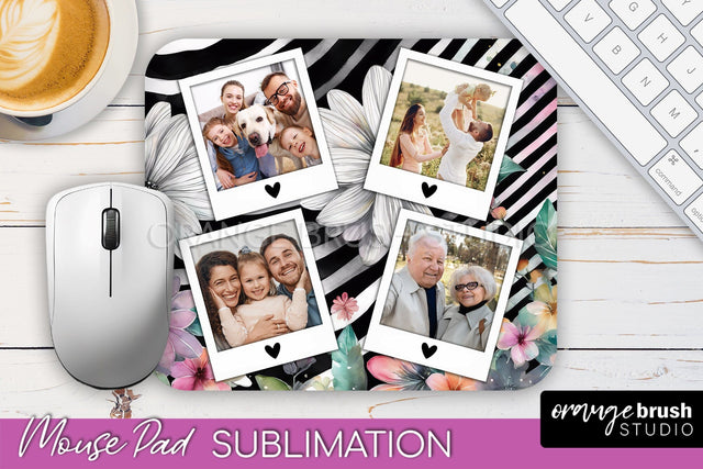 Photo Mouse Pad Sublimation, Floral Mouse Pad Picture Frame Sublimation OrangeBrushStudio 