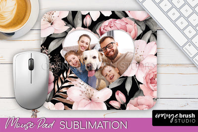 Photo Mouse Pad Sublimation, Floral Mouse Pad Picture Frame Sublimation OrangeBrushStudio 