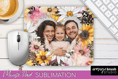 Photo Mouse Pad Sublimation, Floral Mouse Pad Picture Frame Sublimation OrangeBrushStudio 