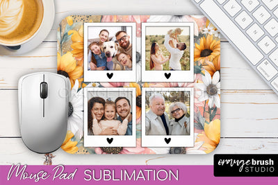 Photo Mouse Pad Sublimation, Floral Mouse Pad Picture Frame Sublimation OrangeBrushStudio 