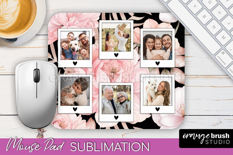 Photo Mouse Pad Sublimation, Floral Mouse Pad Picture Frame Sublimation OrangeBrushStudio 