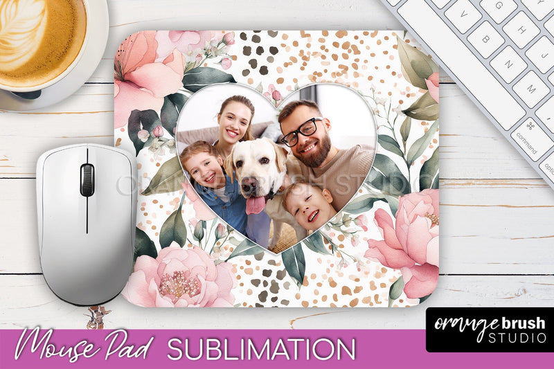 Photo Mouse Pad Sublimation, Floral Mouse Pad Picture Frame Sublimation OrangeBrushStudio 