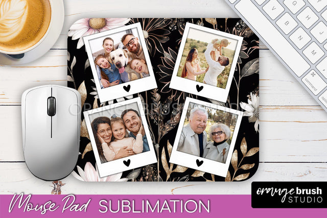 Photo Mouse Pad Sublimation, Floral Mouse Pad Picture Frame Sublimation OrangeBrushStudio 