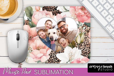 Photo Mouse Pad Sublimation, Floral Mouse Pad Picture Frame Sublimation OrangeBrushStudio 