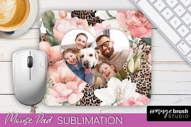 Photo Mouse Pad Sublimation, Floral Mouse Pad Picture Frame Sublimation OrangeBrushStudio 