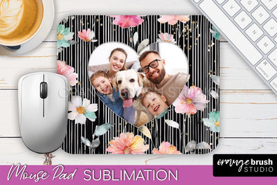 Photo Mouse Pad Sublimation, Floral Mouse Pad Picture Frame Sublimation OrangeBrushStudio 