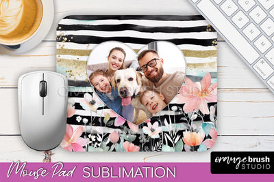 Photo Mouse Pad Sublimation, Floral Mouse Pad Picture Frame Sublimation OrangeBrushStudio 