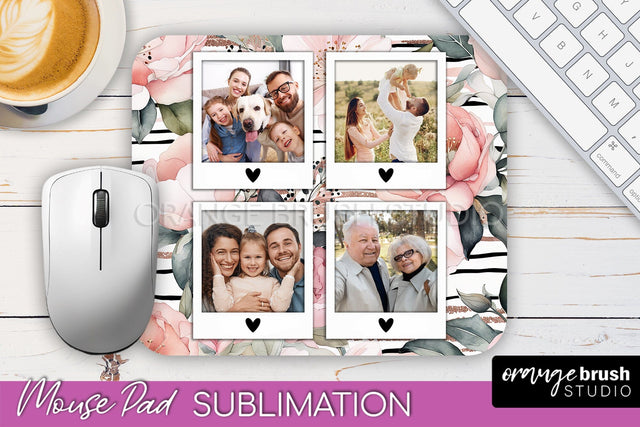 Photo Mouse Pad Sublimation, Floral Mouse Pad Picture Frame Sublimation OrangeBrushStudio 