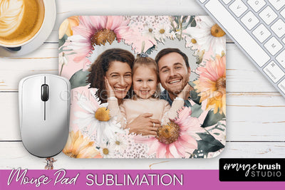 Photo Mouse Pad Sublimation, Floral Mouse Pad Picture Frame Sublimation OrangeBrushStudio 