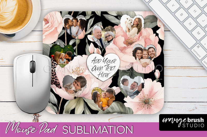 Photo Mouse Pad Sublimation, Floral Mouse Pad Picture Frame Sublimation OrangeBrushStudio 