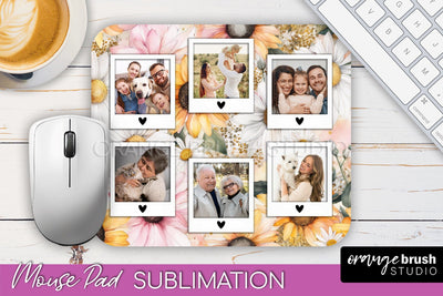 Photo Mouse Pad Sublimation, Floral Mouse Pad Picture Frame Sublimation OrangeBrushStudio 