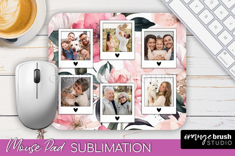 Photo Mouse Pad Sublimation, Floral Mouse Pad Picture Frame Sublimation OrangeBrushStudio 