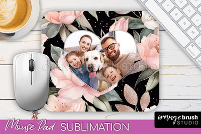 Photo Mouse Pad Sublimation, Floral Mouse Pad Picture Frame Sublimation OrangeBrushStudio 