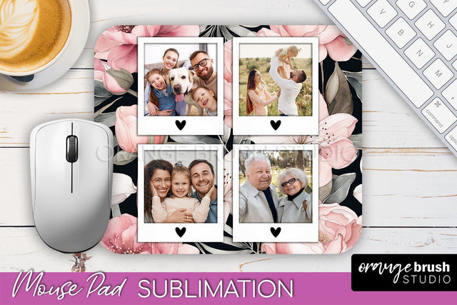 Photo Mouse Pad Sublimation, Floral Mouse Pad Picture Frame Sublimation OrangeBrushStudio 