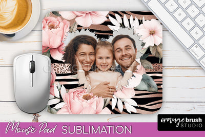 Photo Mouse Pad Sublimation, Floral Mouse Pad Picture Frame Sublimation OrangeBrushStudio 