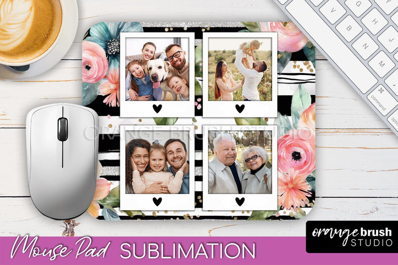 Photo Mouse Pad Sublimation, Floral Mouse Pad Picture Frame Sublimation OrangeBrushStudio 